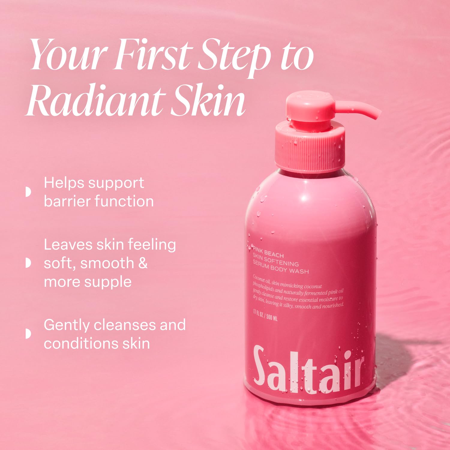 Saltair 2-Pack packaging front showcases Pink Beach scent and product benefits.