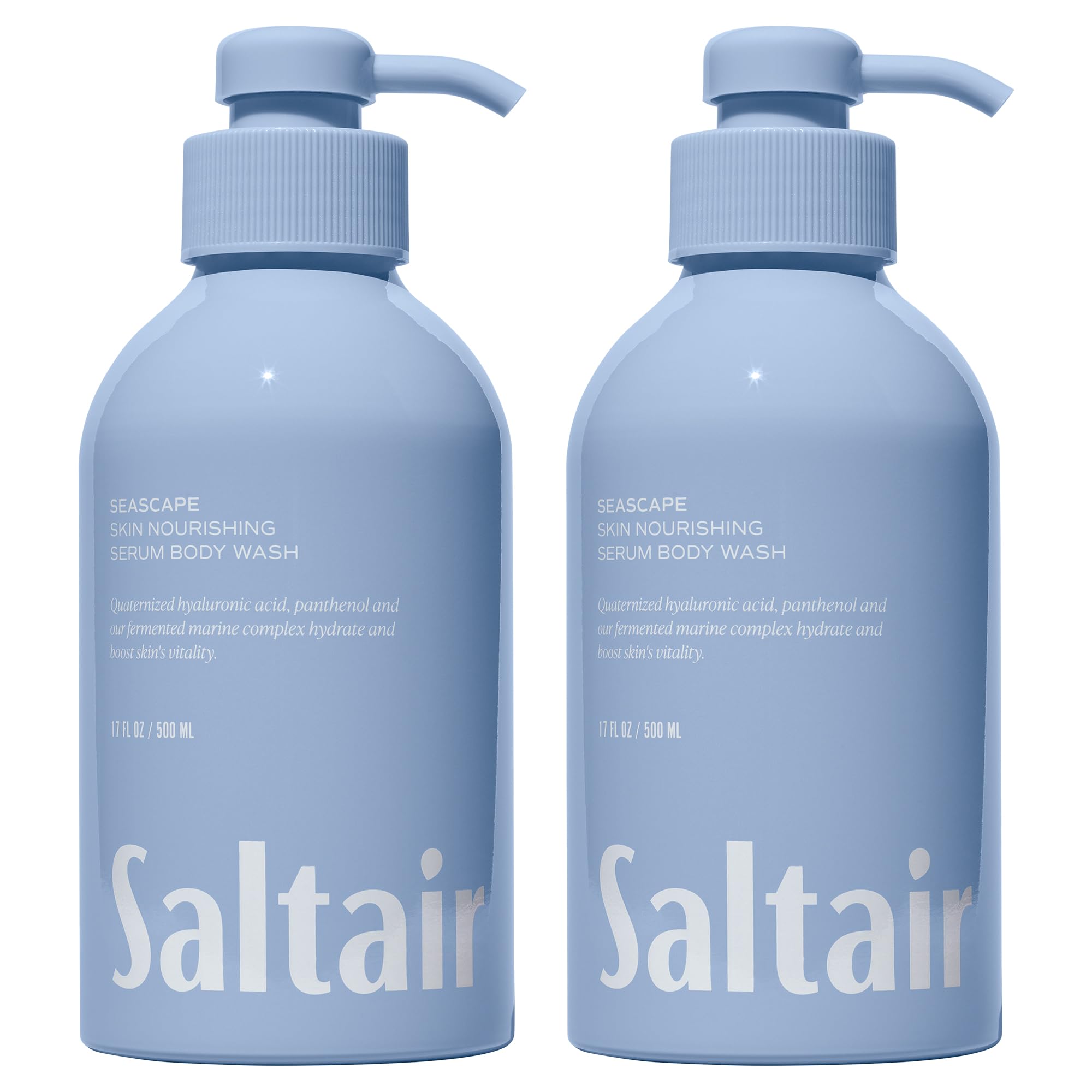 Saltair Seascape body wash bottle pouring for hydration
