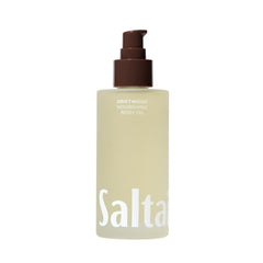 Saltair bottle pour driftwood shows a lightweight oil for fast absorption.