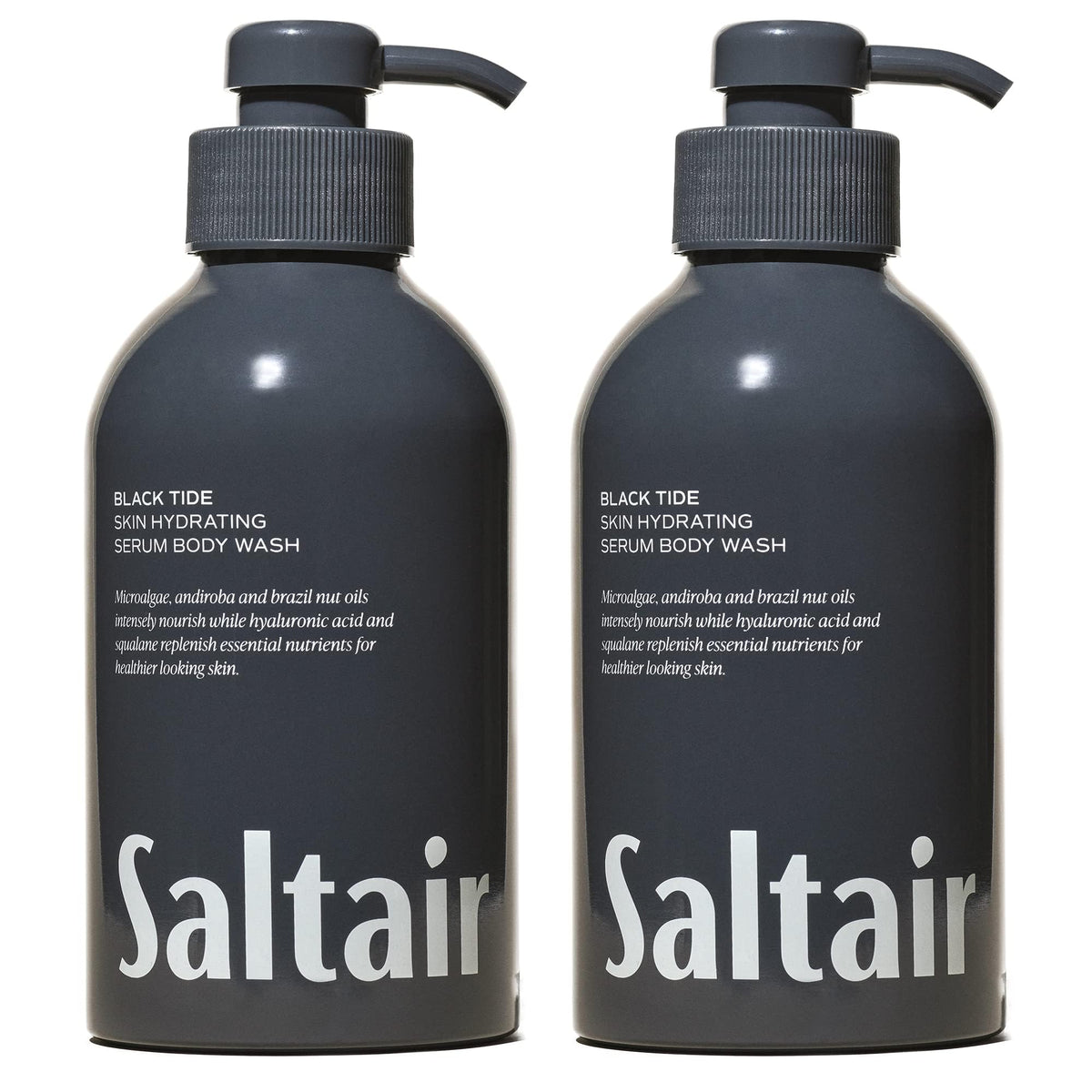 Saltair bottle with dual pumps for easy, mess-free daily cleansing.