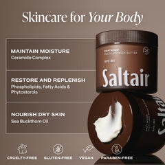 Saltair driftwood scent bottle label evokes coastal calm
