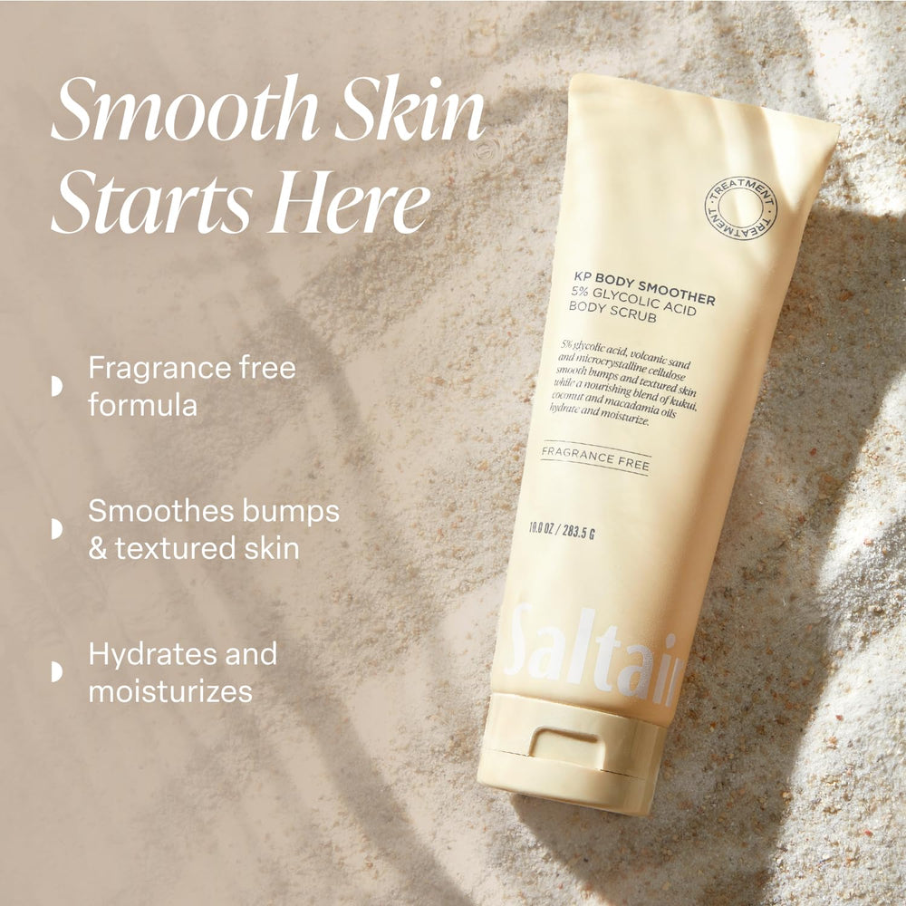 Saltair KP Body Scrub: uso recomendado 1–2 veces por semana para exfoliar.