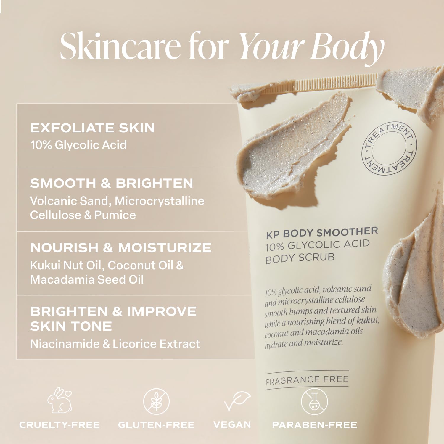 Saltair KP exfoliante corporal sin fragancia, apto para piel sensible.