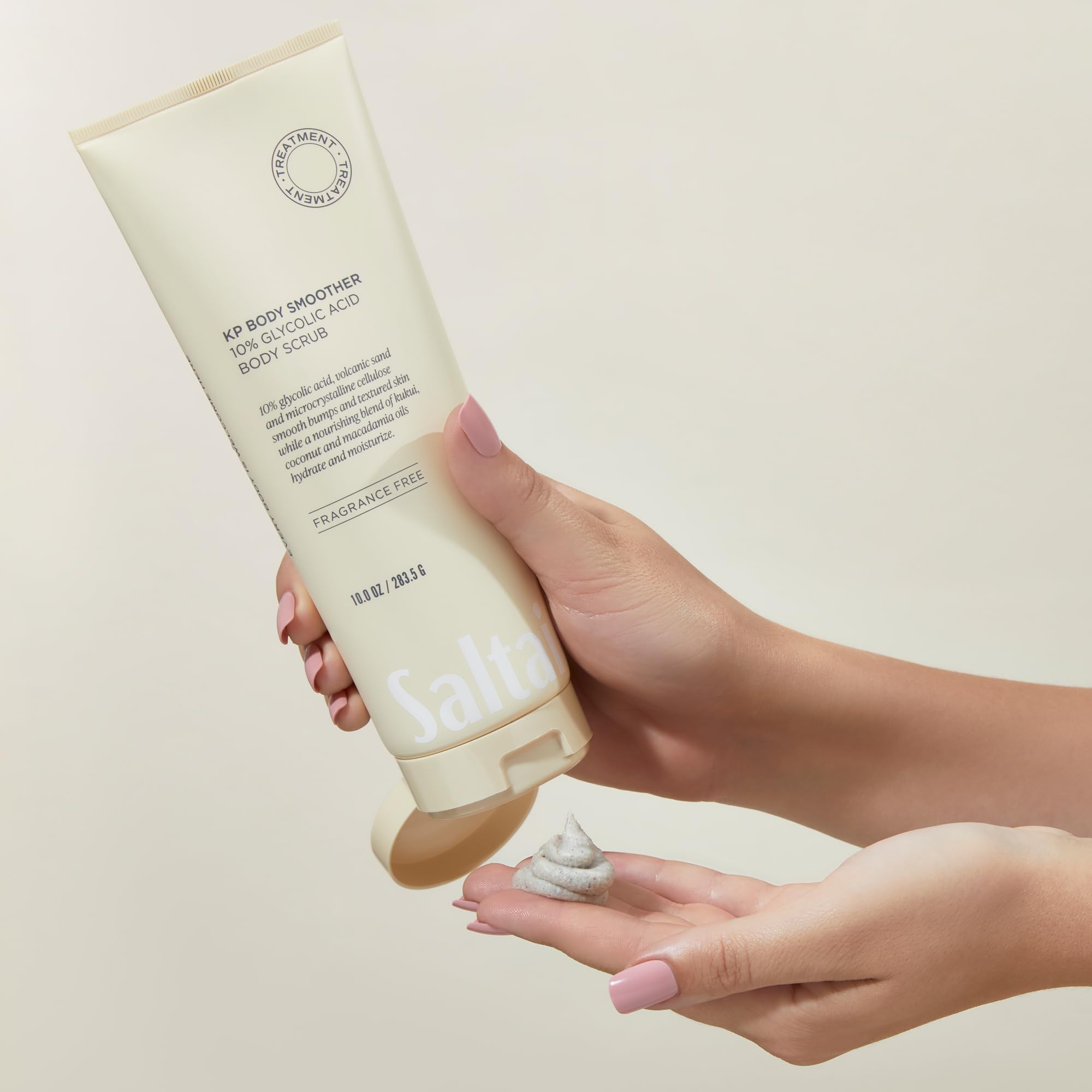 Saltair KP exfoliante corporal uso semanal para piel áspera.