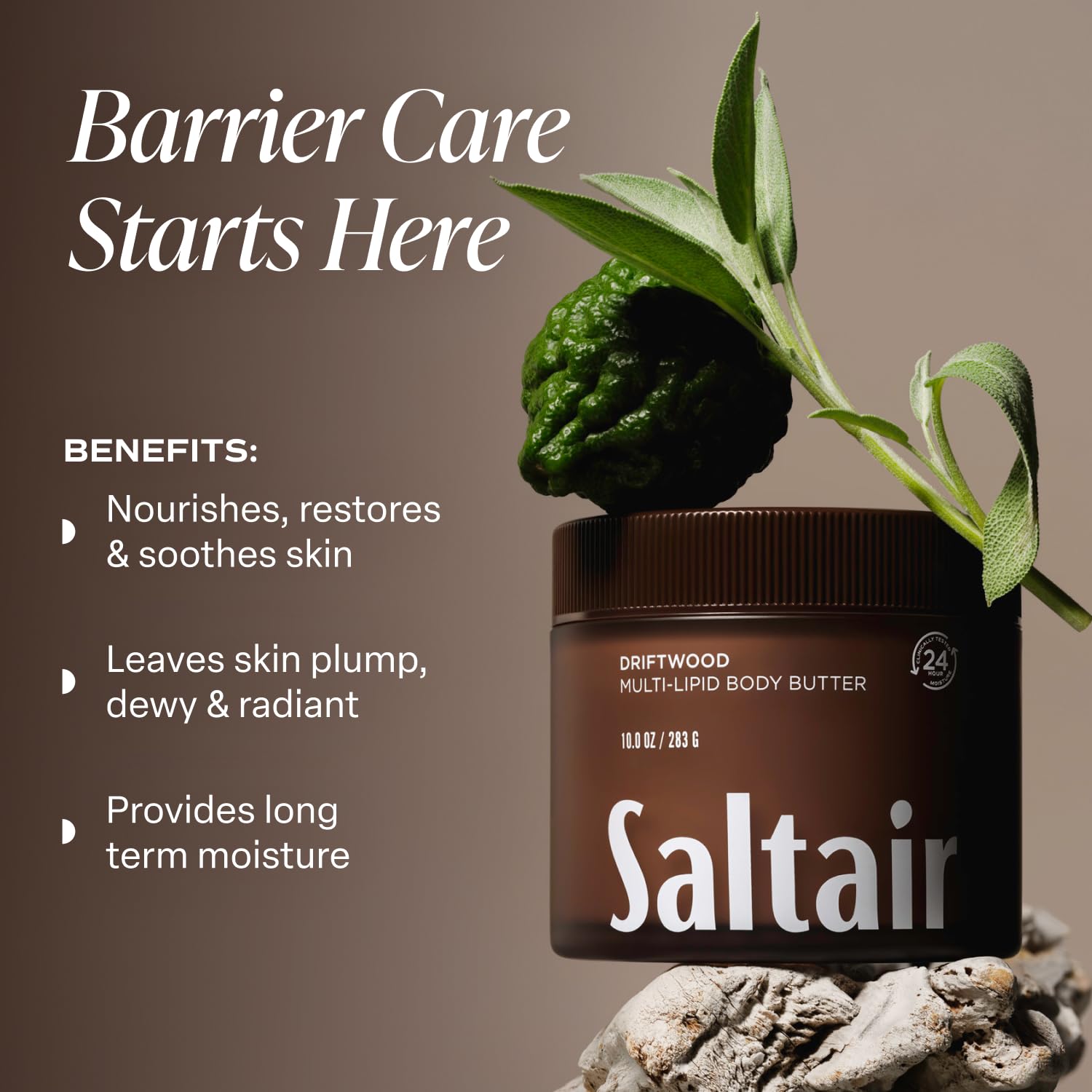 Saltair body butter pour demonstrates smooth, fast-absorbing application