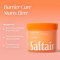 Saltair Multi-Lipid Body Butter texture being applied, showcasing fast-absorbing, non-greasy feel.