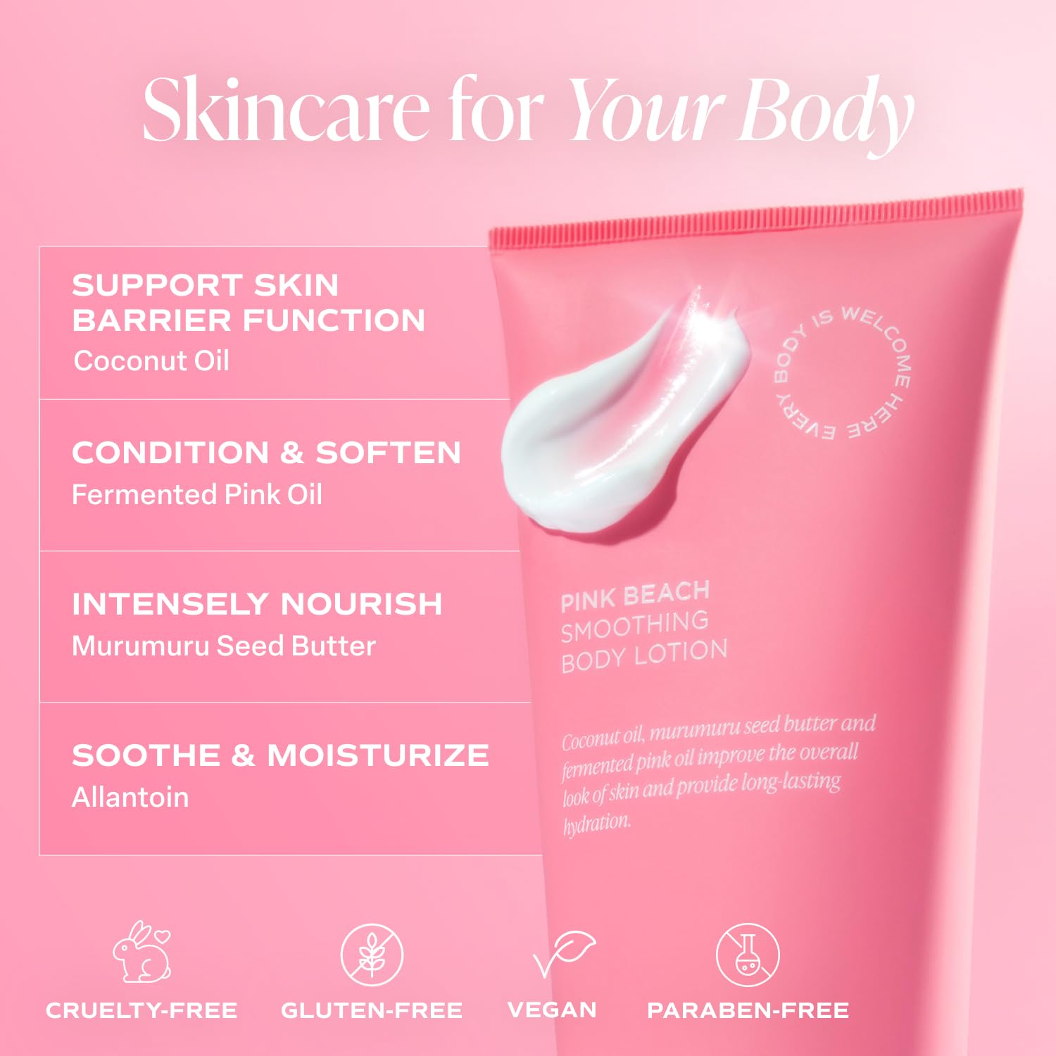 Saltair Pink Beach Lotion cream closeup showing rich texture for skin comfort.