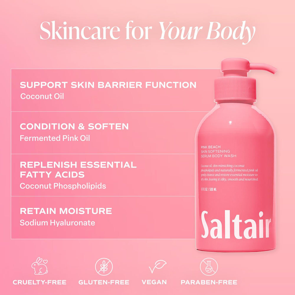 Saltair Pink Beach scent bottle highlights tropical notes like coconut and vanilla.