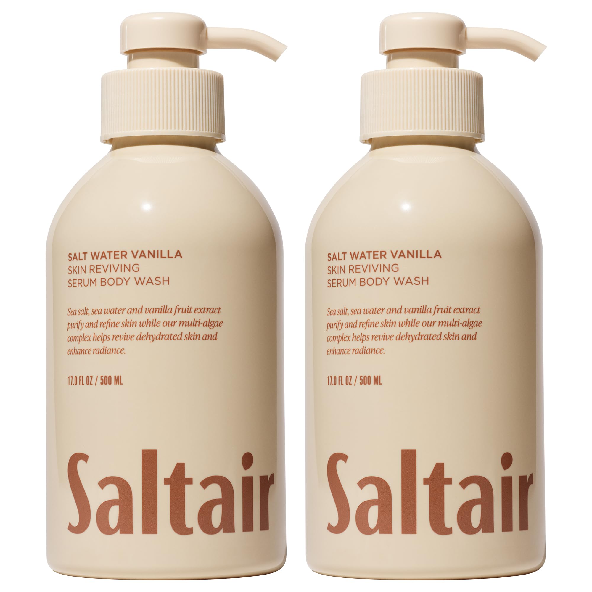 Saltair Salt Water Vanilla bottle pour highlights refreshment for skin.