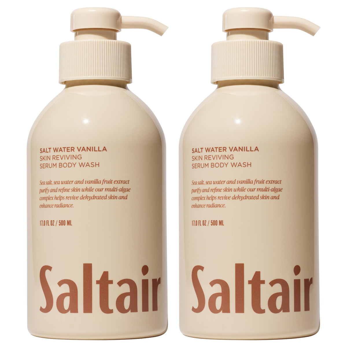 Saltair Salt Water Vanilla bottle pour highlights refreshment for skin.