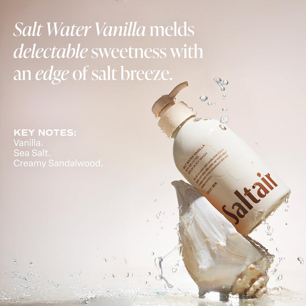 Saltair Salt Water Vanilla brand logo on product packaging.