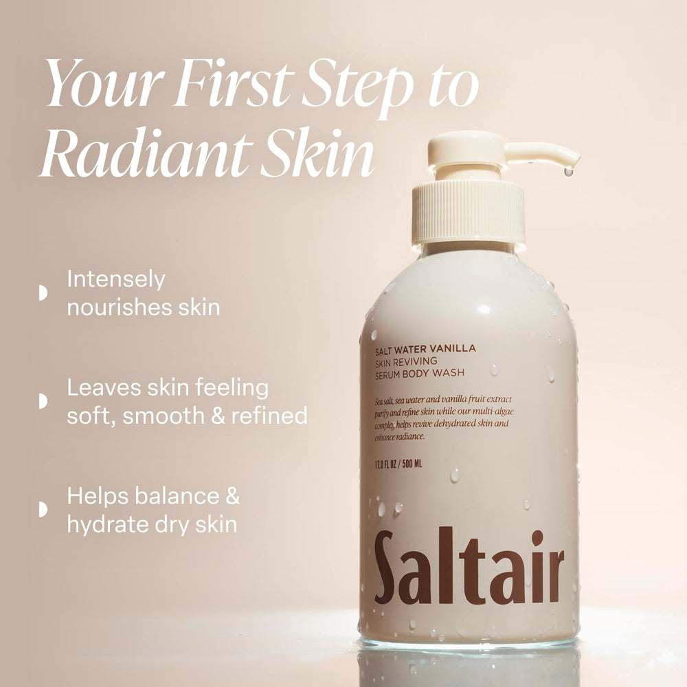 Saltair Salt Water Vanilla pump top on display for easy dispensing.