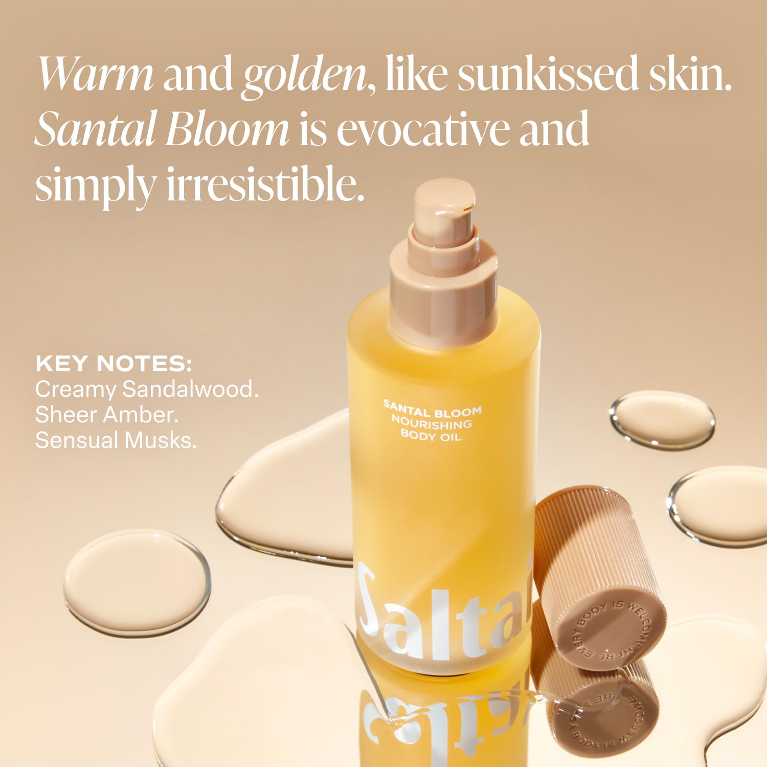 Saltair Santal Bloom packaging flatlay highlighting vegan, cruelty-free formula
