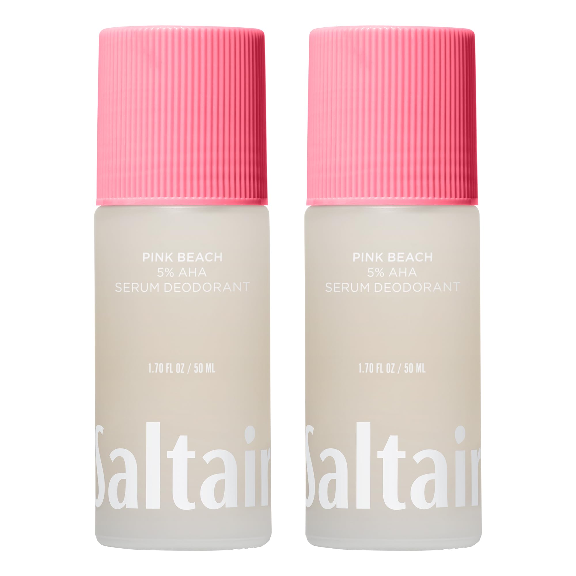 Saltair Serum Deodorant pink beach bottle delivers long-lasting odor control.