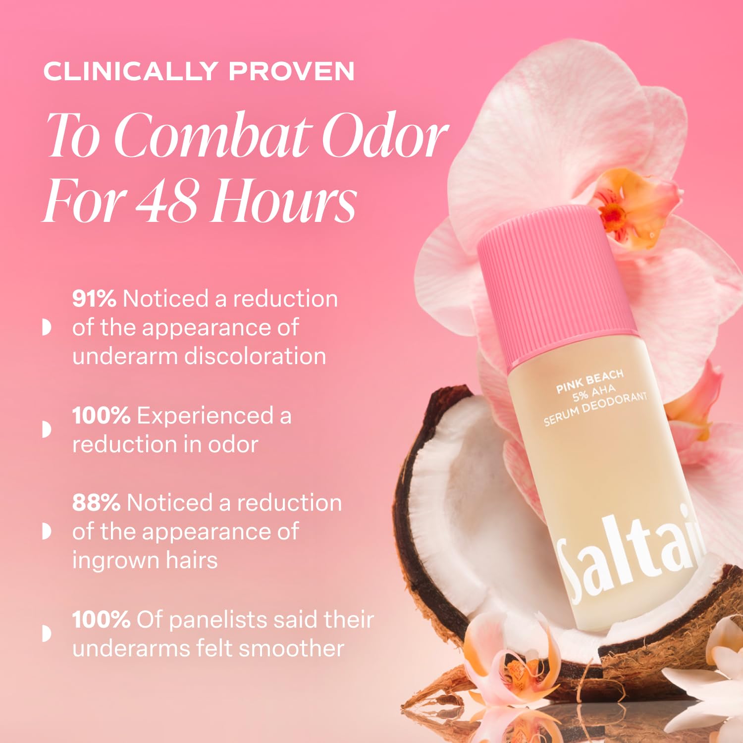 Saltair Serum Deodorant roller-ball application for quick, mess-free scent control.