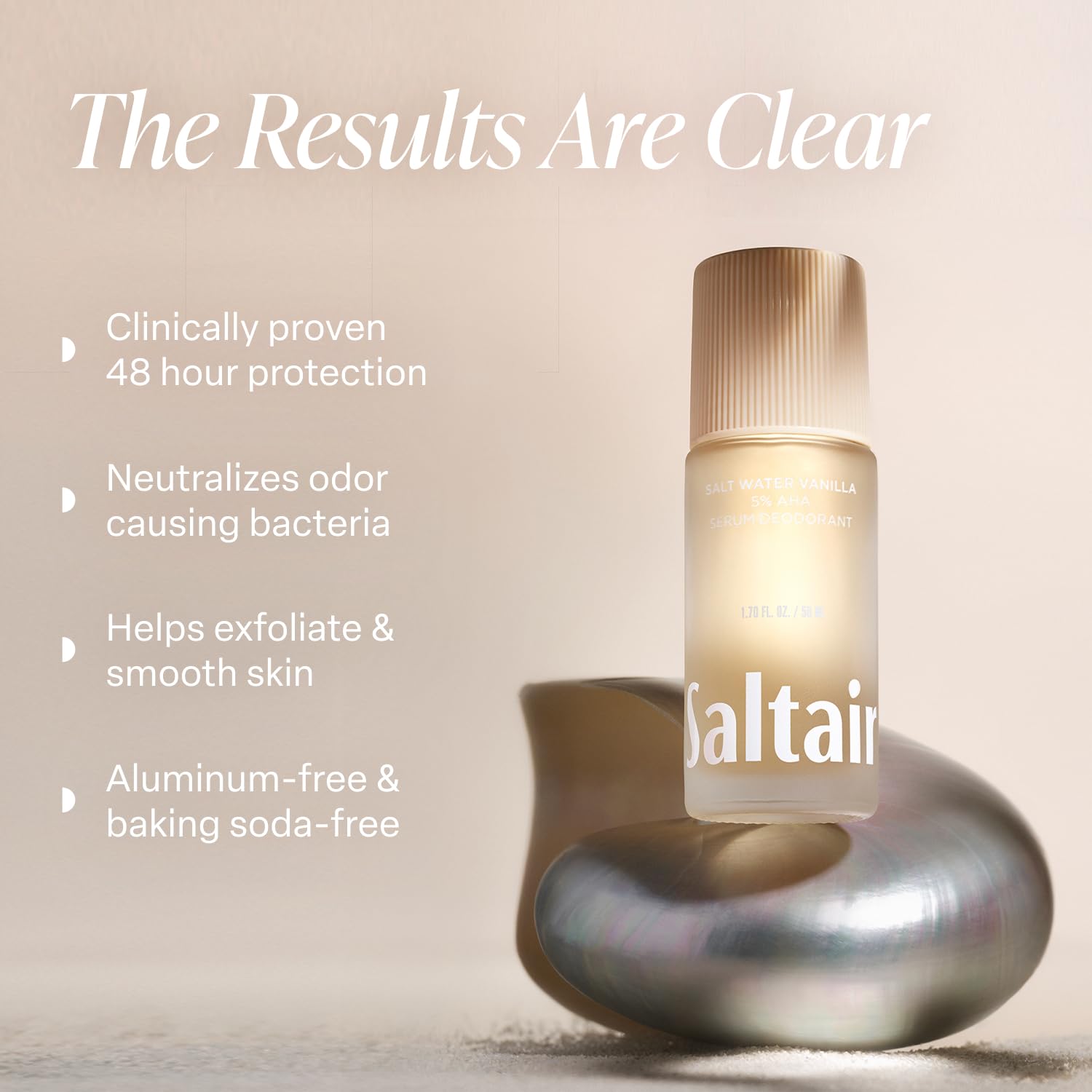 Saltair Serum Deodorant salt water vanilla scent roll-on bottle
