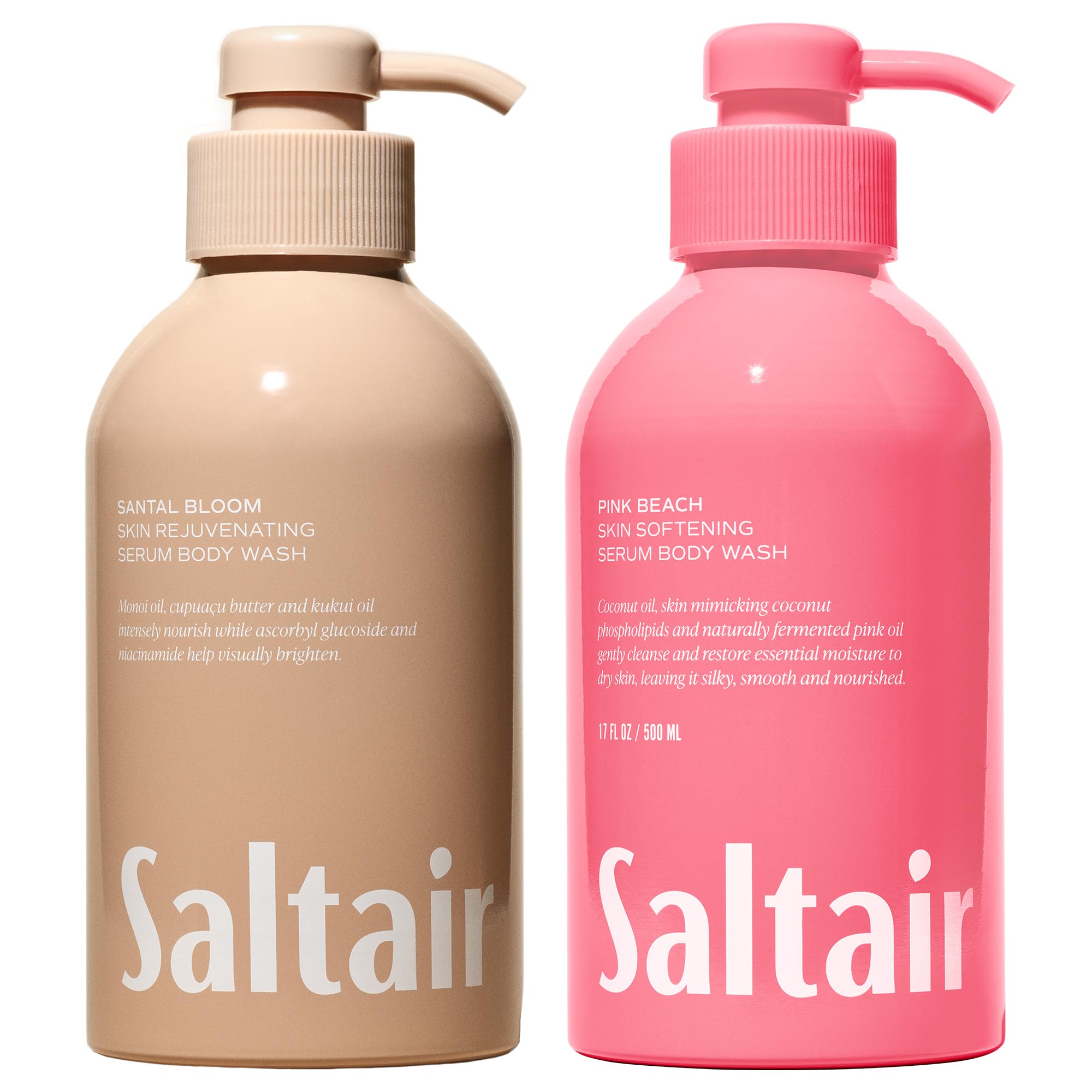 Saltair Signature 2-pack body wash bottles with pumps for easy daily cleansing.