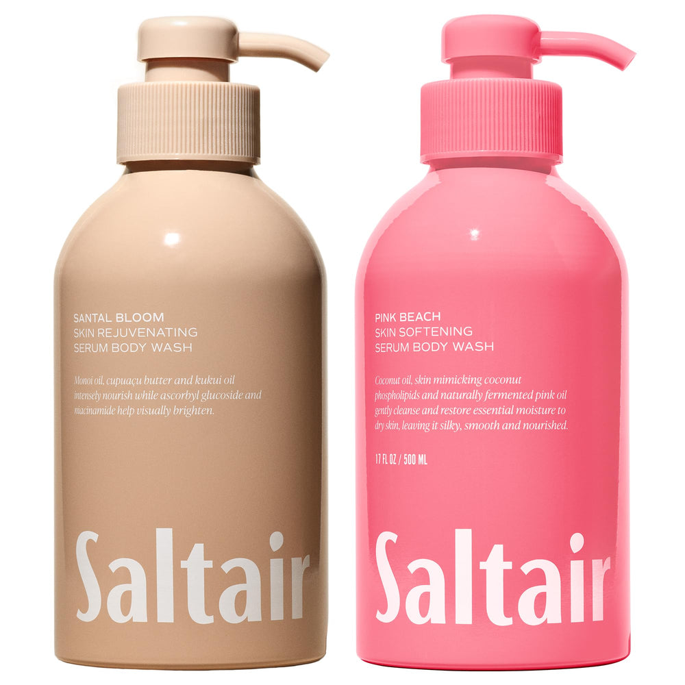 Saltair Signature 2-pack body wash bottles with pumps for easy daily cleansing.