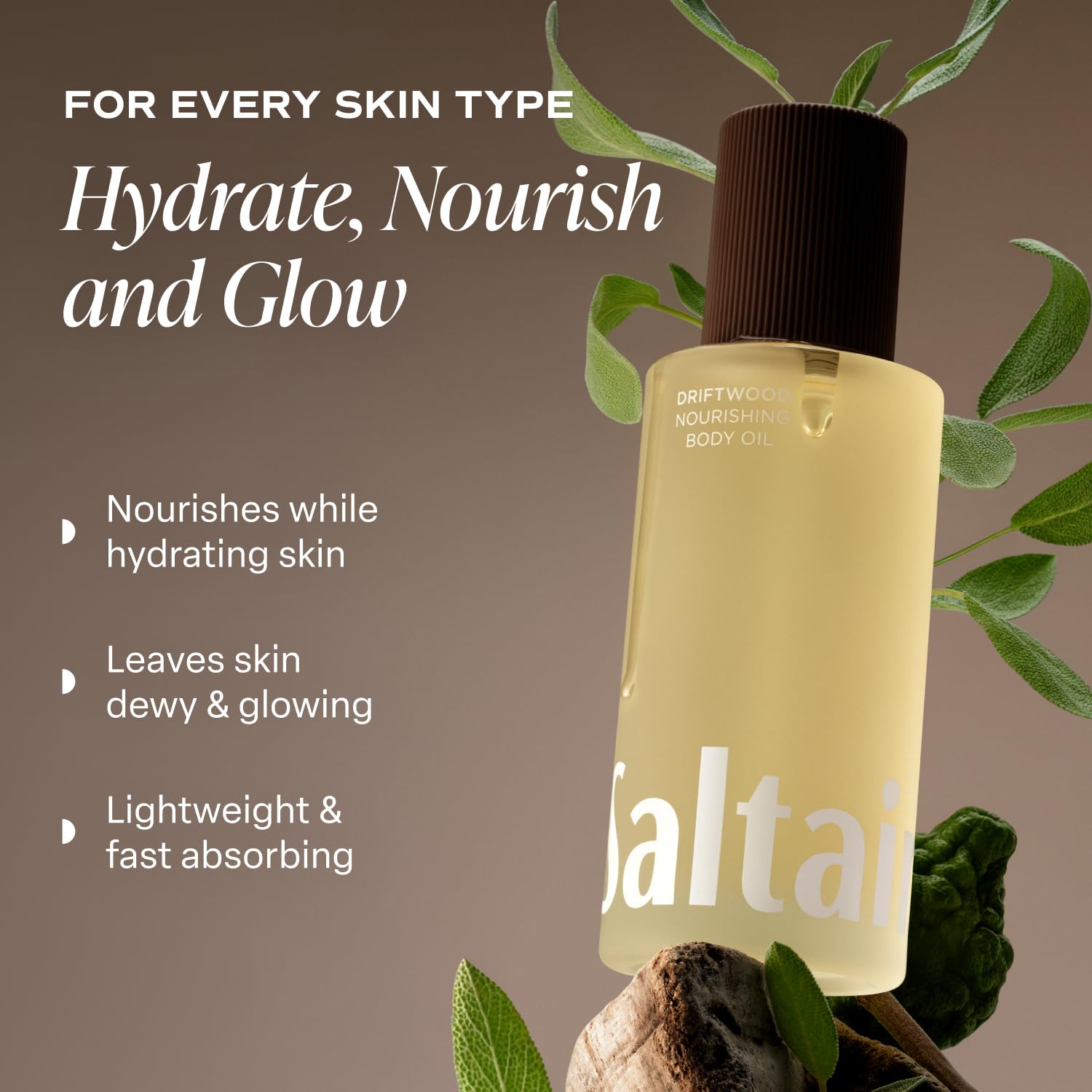 Saltair silky texture application demonstrates smooth, even skin after shower.