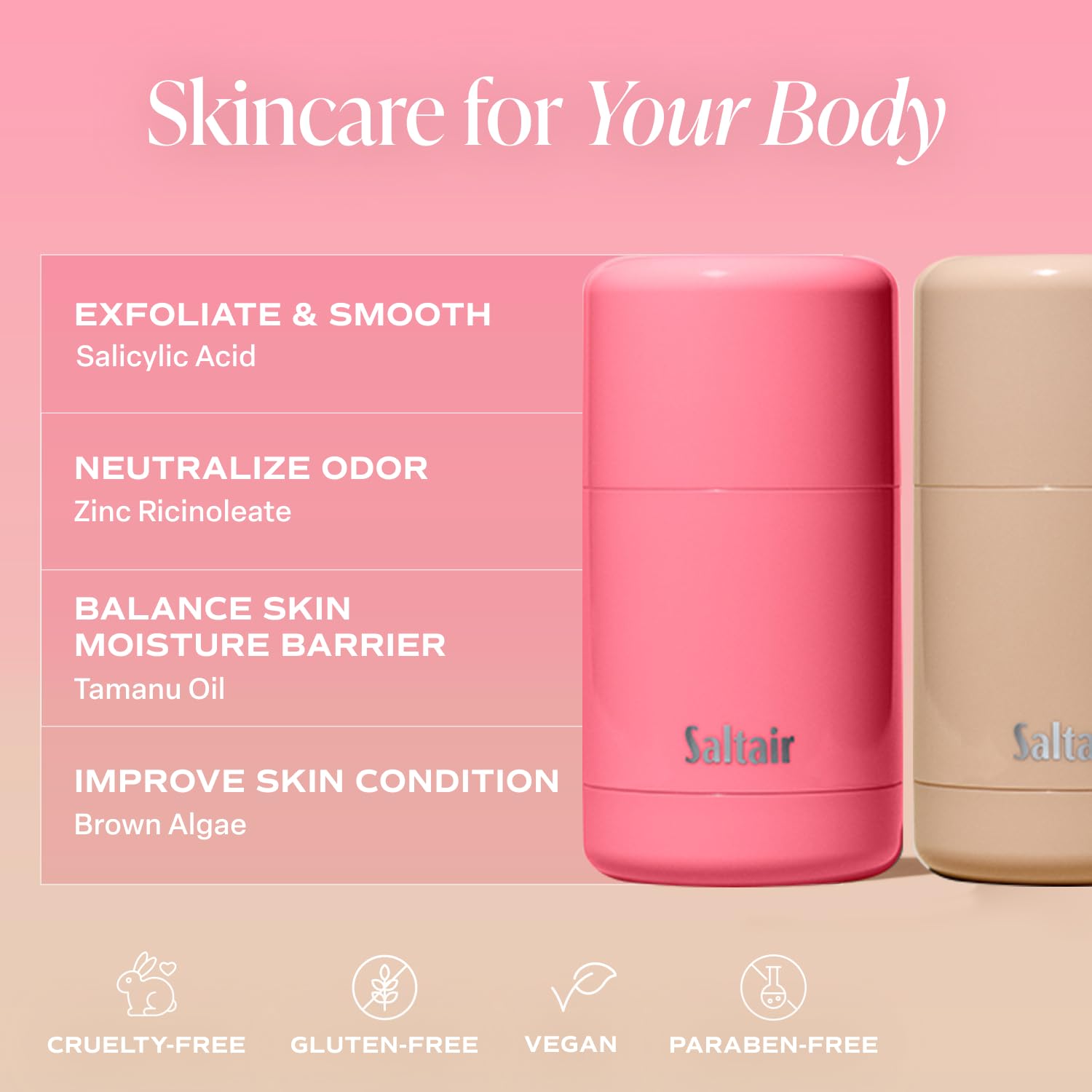 Saltair Pink Beach bottle with tropical coconut and vanilla notes.