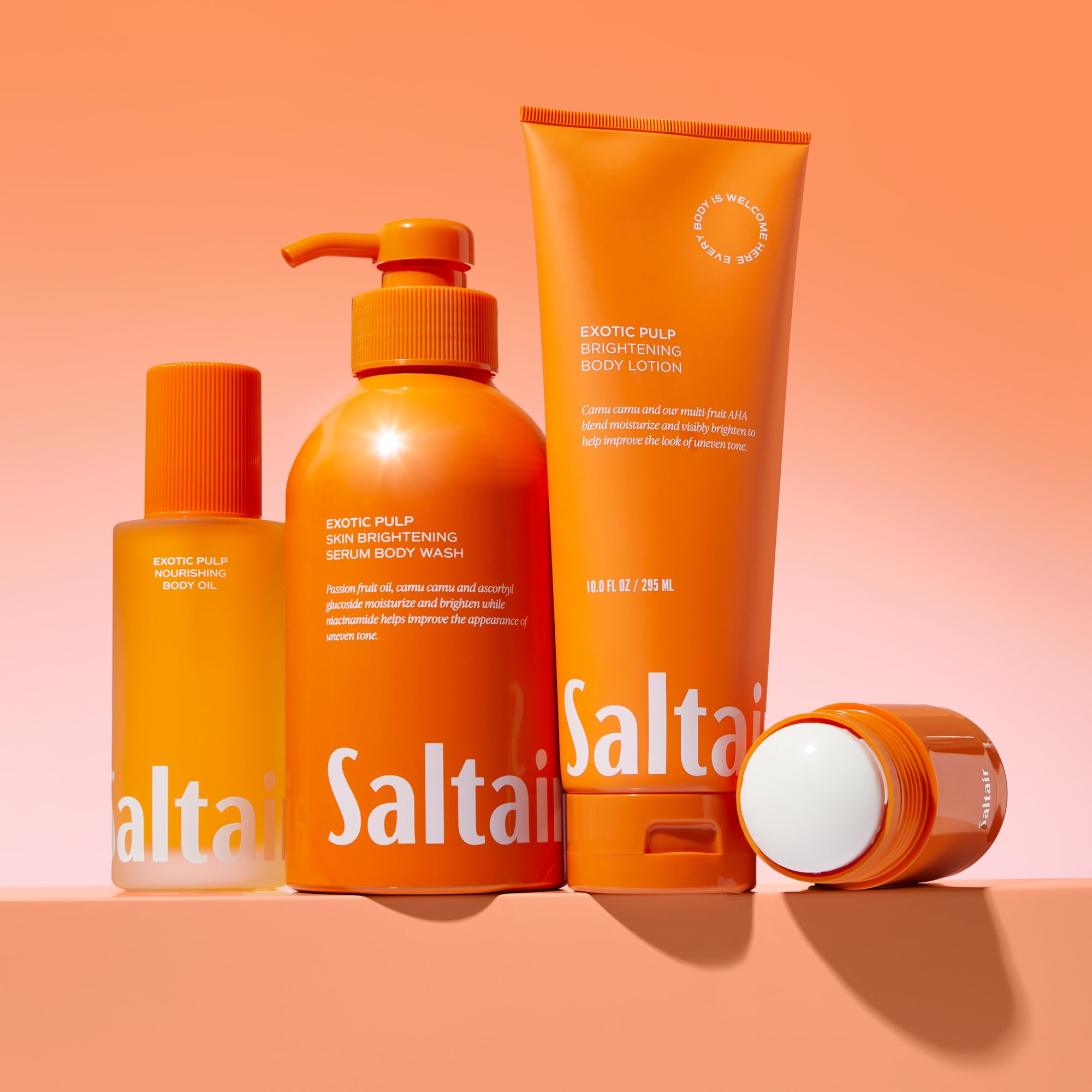 Saltair vegan, cruelty-free, paraben-free badge signals mindful body care.