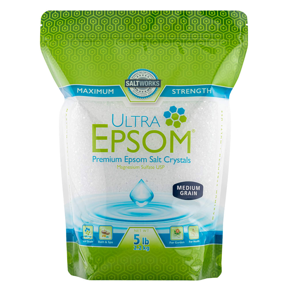 SaltWorks sal de baño medium 80 onzas en bote, ideal para un baño calmante.