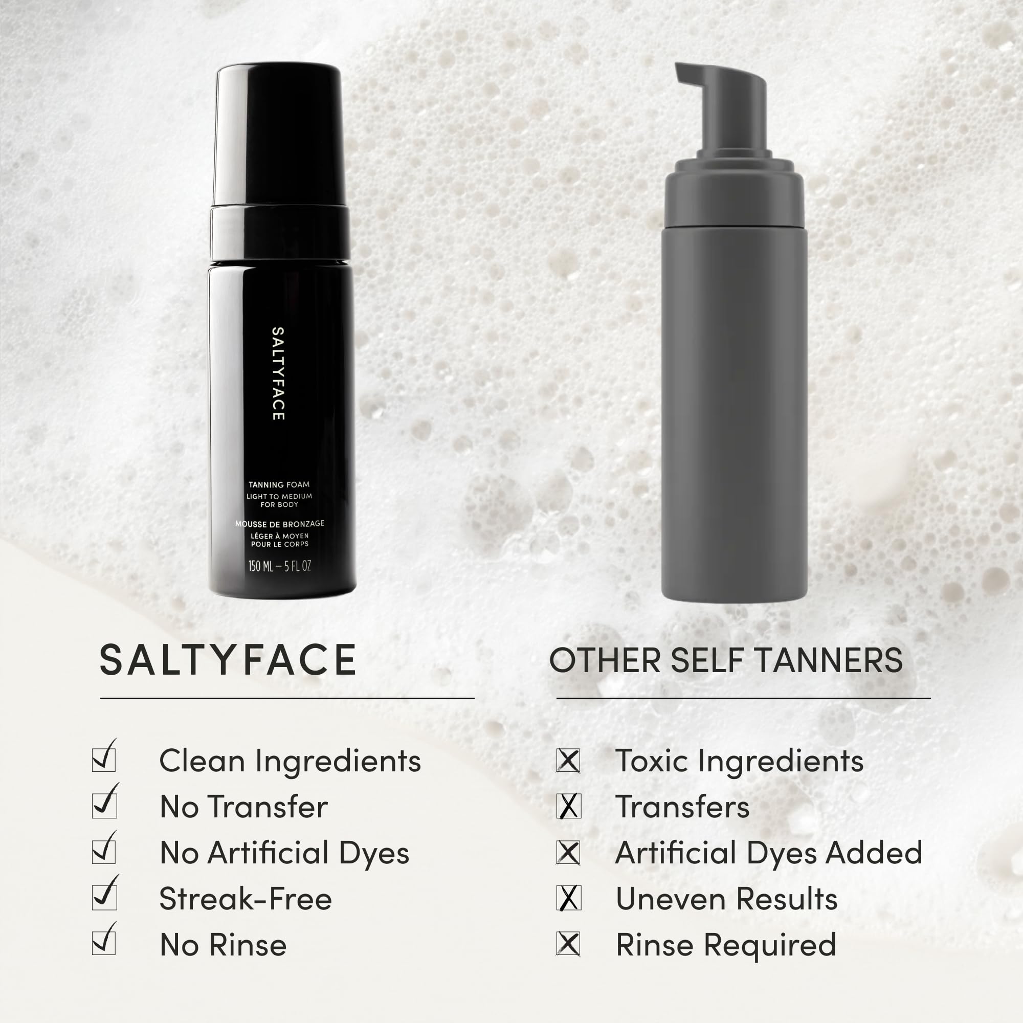 Back application technique using SALTYFACE tanning foam and towel method.
