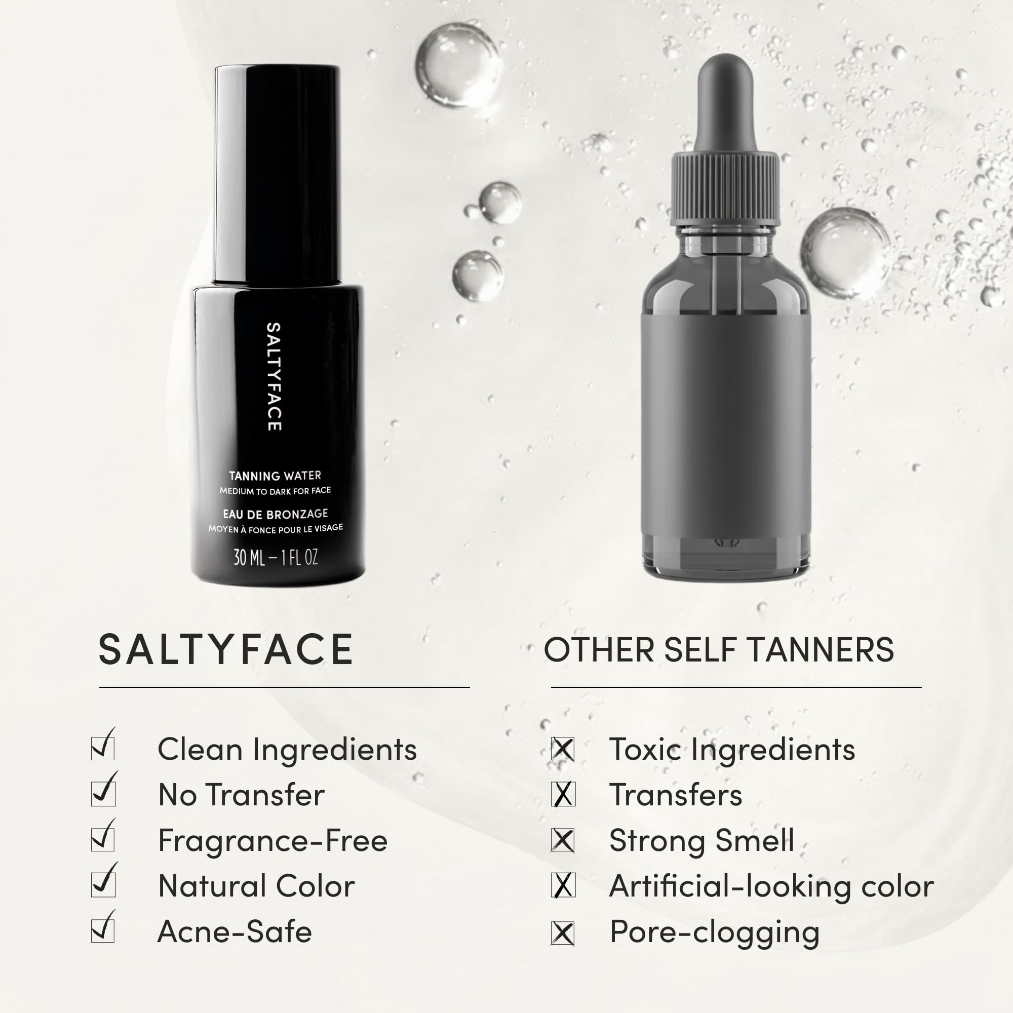 SaltyFace Tanning Water along hairline and ears for even coverage