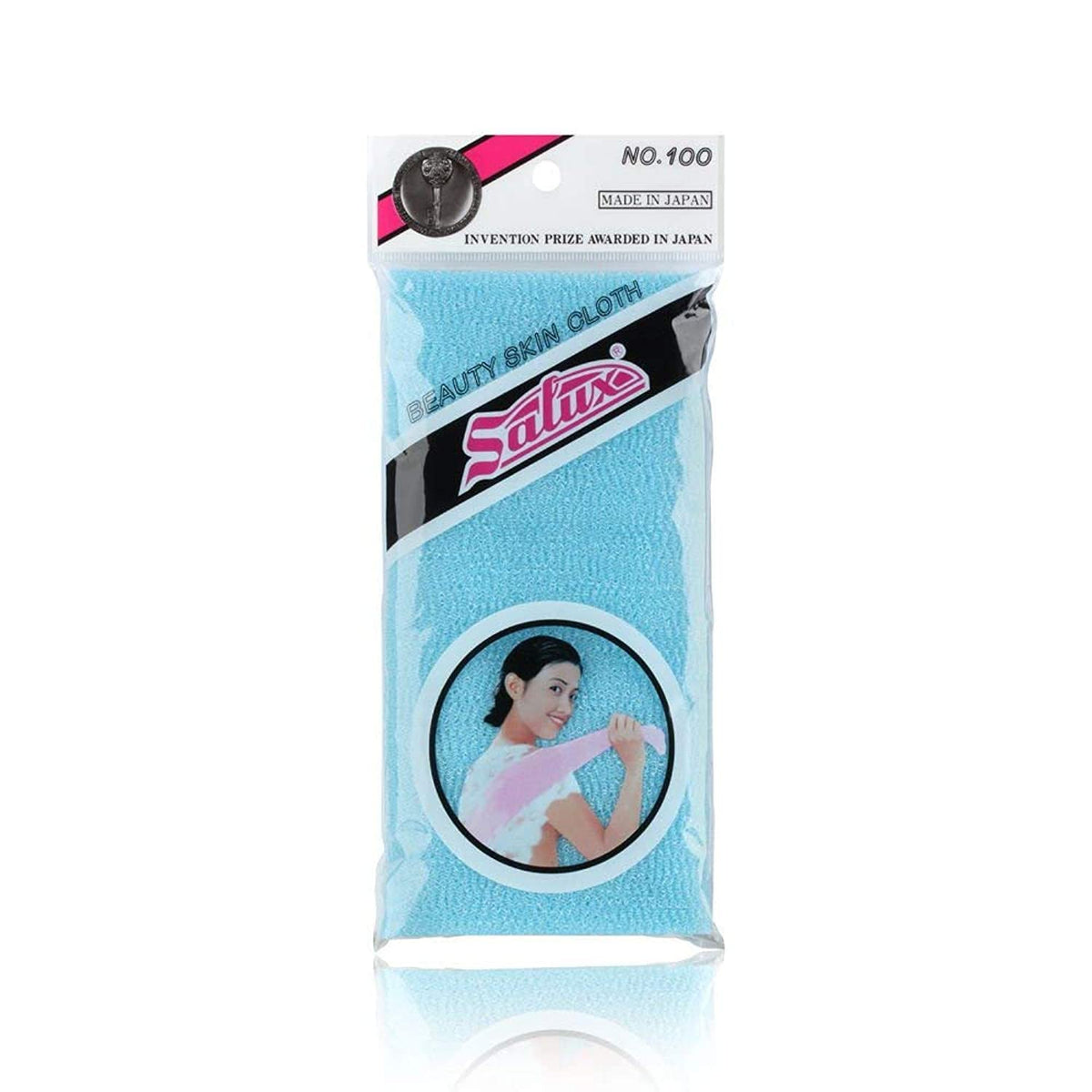 SALUX blue nylon wash cloth close up shows exfoliating texture for smoother skin