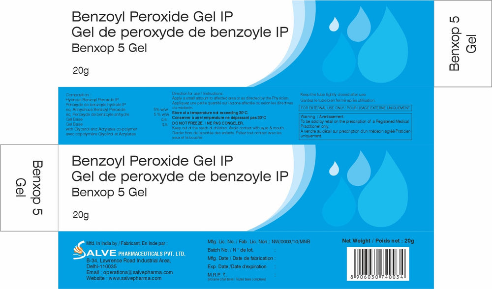 SALVE Benxop brand packaging with clean design and trusted skincare branding.