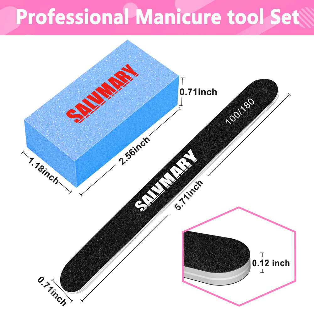 SALVMARY 100/180 grit emery boards provide quick nail shaping on natural nails.