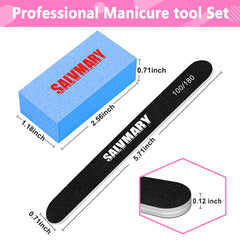 SALVMARY 100/180 grit emery boards provide quick nail shaping on natural nails.