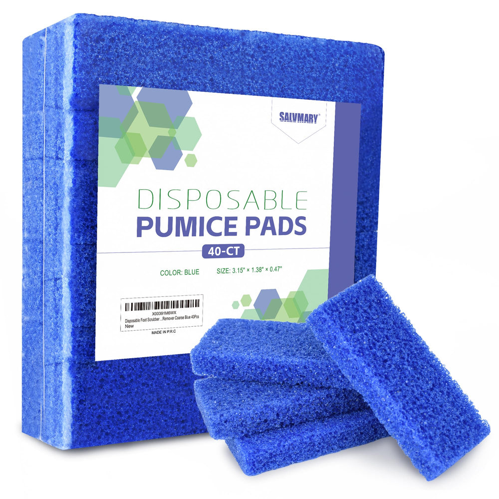 SALVMARY blue coarse foot scrubber pads in 40-piece pack for at-home pedicures