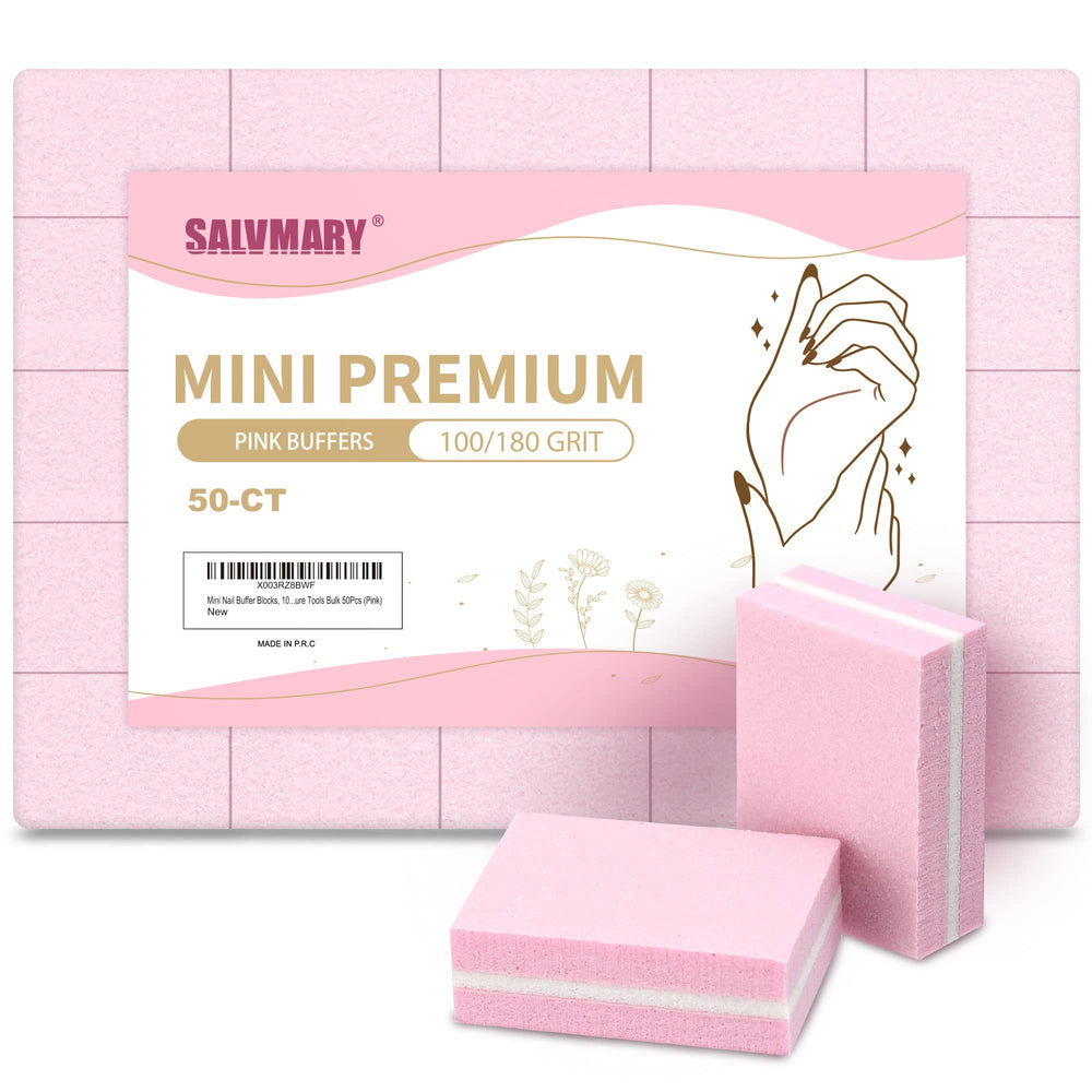 SALVMARY mini nail buffer block in pink packaging, ready for salon or home prep.