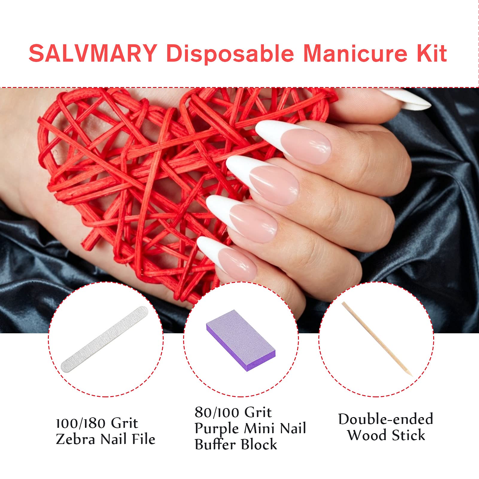 SALVMARY double-ended wood stick for cuticle care and cleanup
