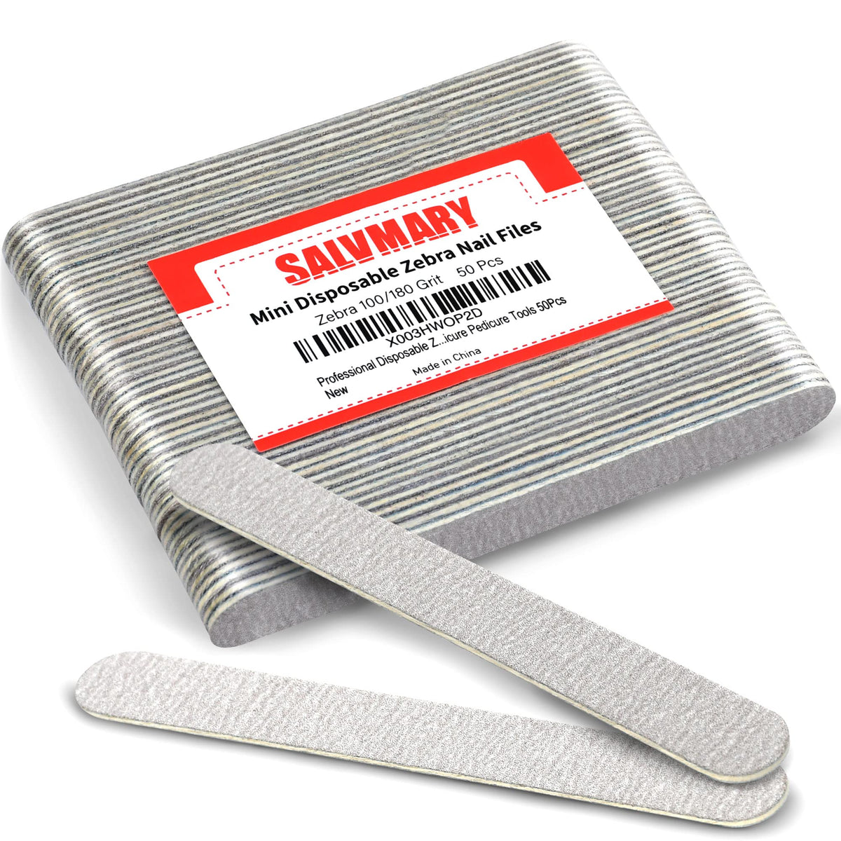 SALVMARY professional zebra nail file pack with 5-inch length and 100/180 grit for shaping