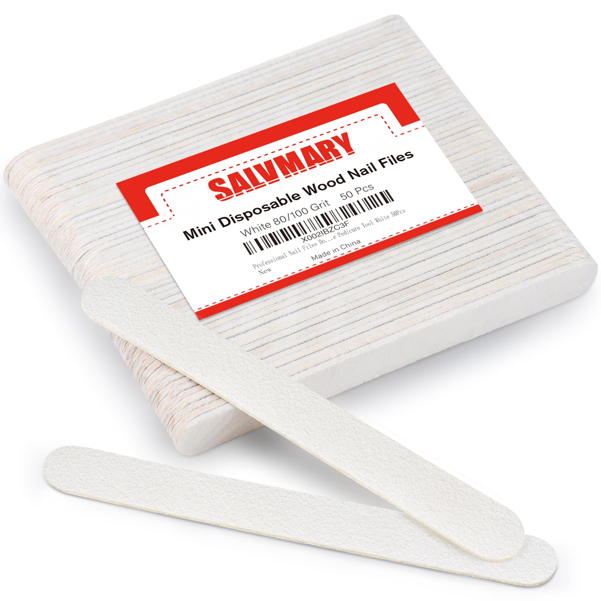 SALVMARY dual-sided nail file with 80/100 grit for acrylic nails and gel overlays.