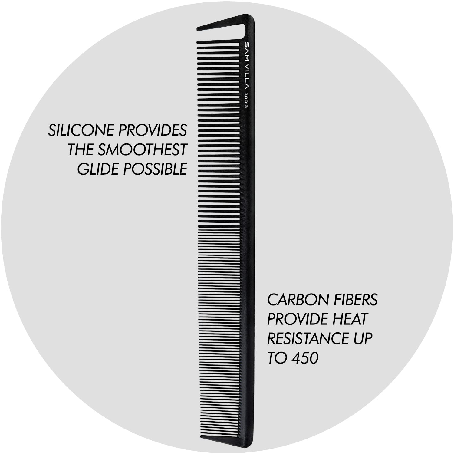 Sam Villa Signature smooth-tooth design reduces snagging during detangling