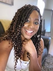 SAMBRAID goddess locs close-up shows curly ends for soft texture.