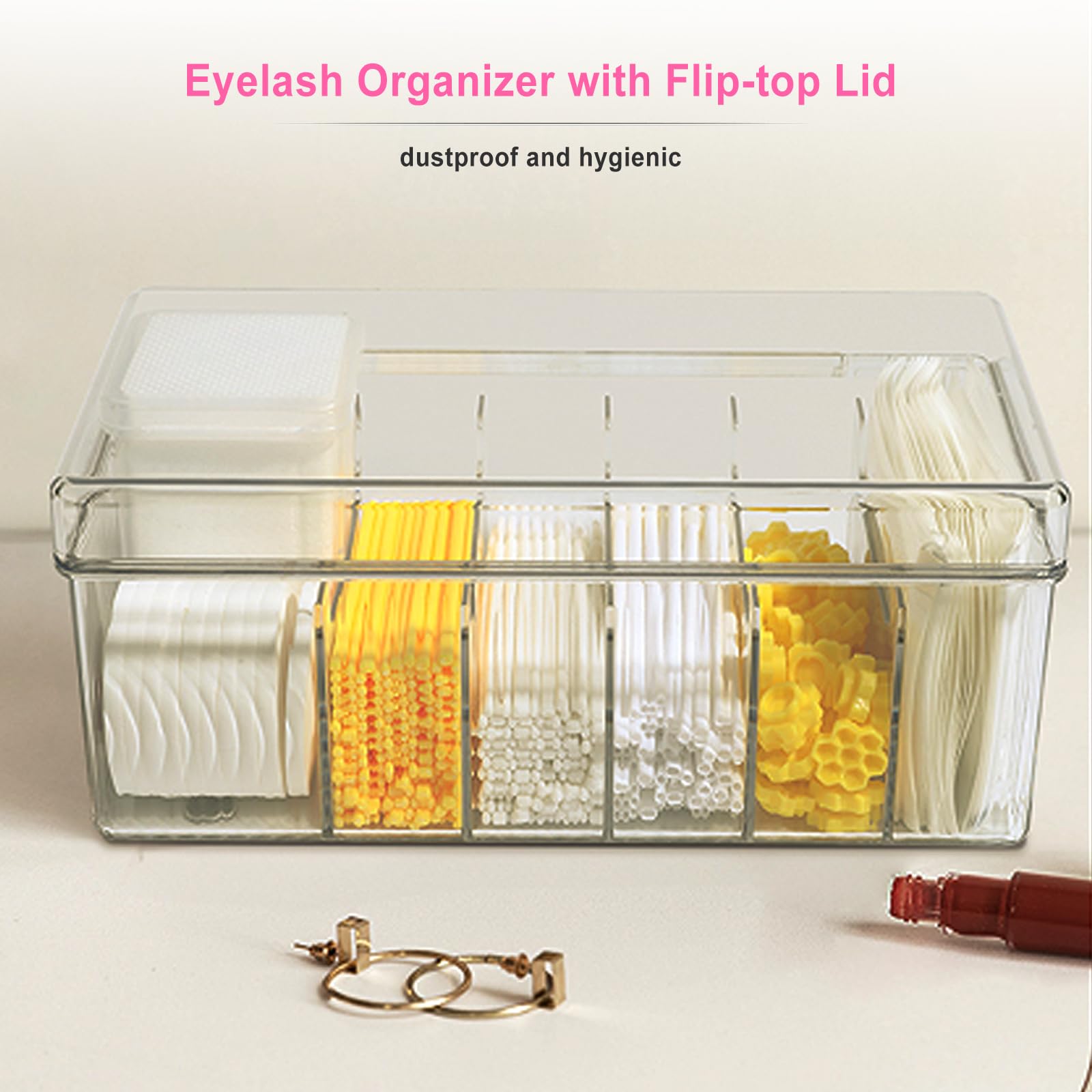 Samchilderlan lash cart organizer features a non-slip base for stable placement on desks.