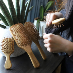 SAMEBUTECO Bamboo Hair Brush Oval Large delivers gentle scalp massage while brushing
