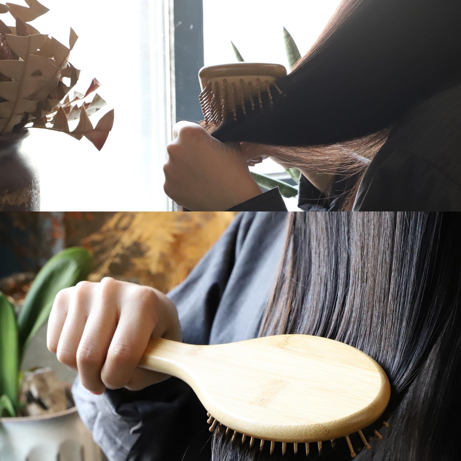 SAMEBUTECO Bamboo Hair Brush Oval Small ideal for precise detangling anywhere