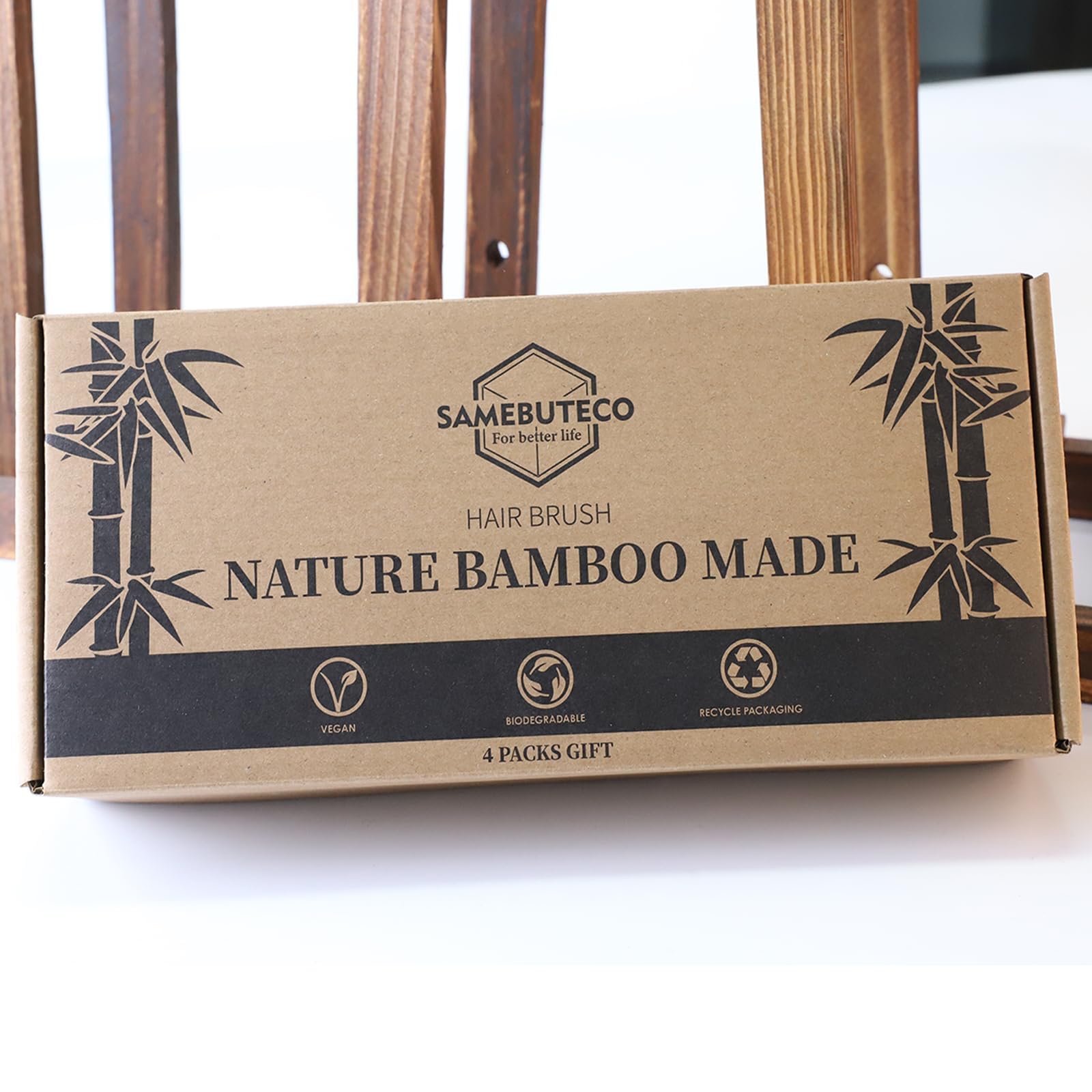 SAMEBUTECO Bamboo Hair Brush Travel Compact easy to carry on trips