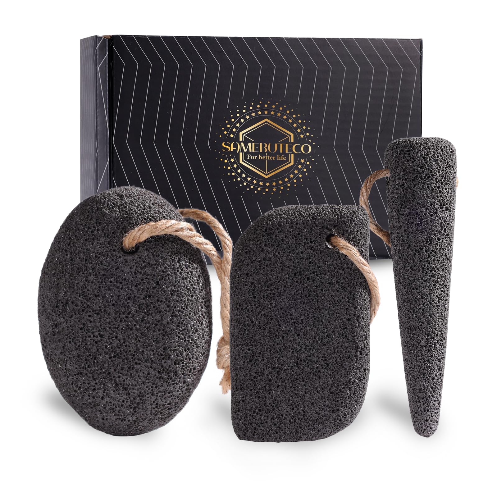SAMEBUTECO volcanic pumice stone oval large for broad foot cleansing and dead-skin removal