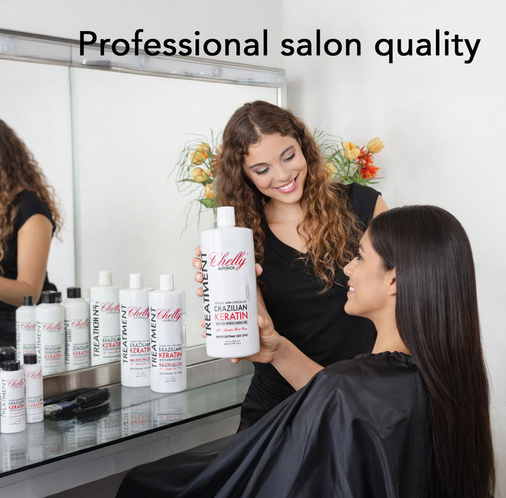 Sameriver Chelly Keratin Chocolate Made in USA stamp underscores quality and domestic manufacturing.