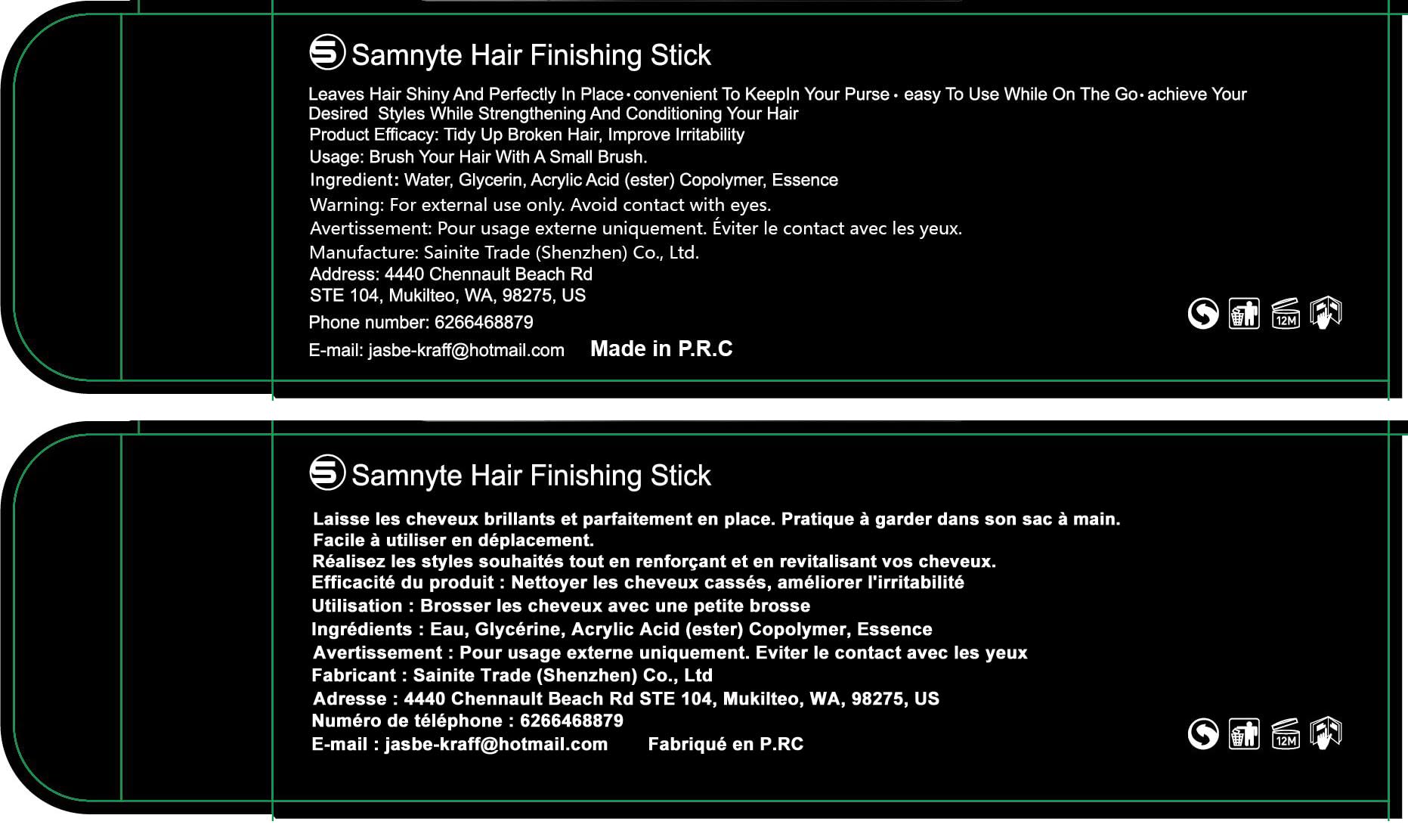 Samnyte Hair Finishing Stick portable two-pack for on-the-go styling