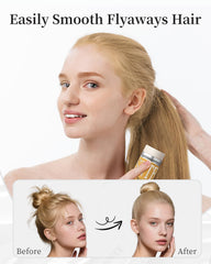 Samnyte hair wax stick on hair shows edge smoothing and shine enhancement.