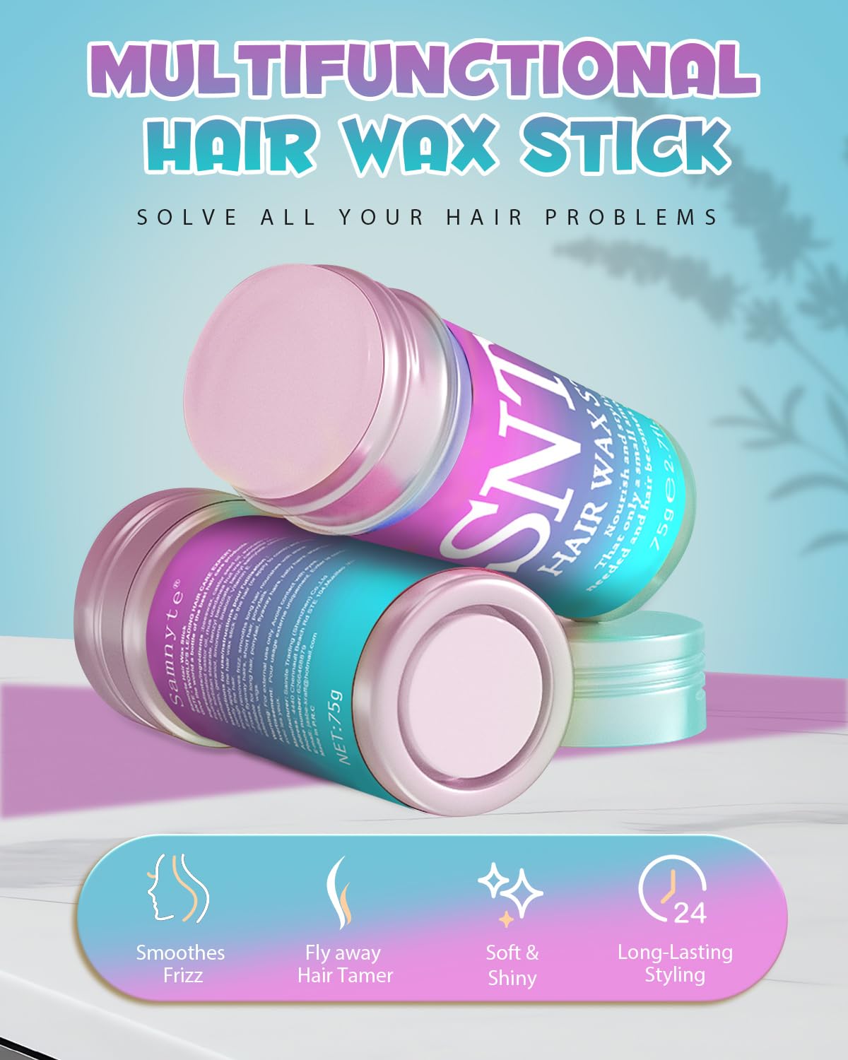 Samnyte barra de cera para cola de cabello, crea instantáneamente una coleta