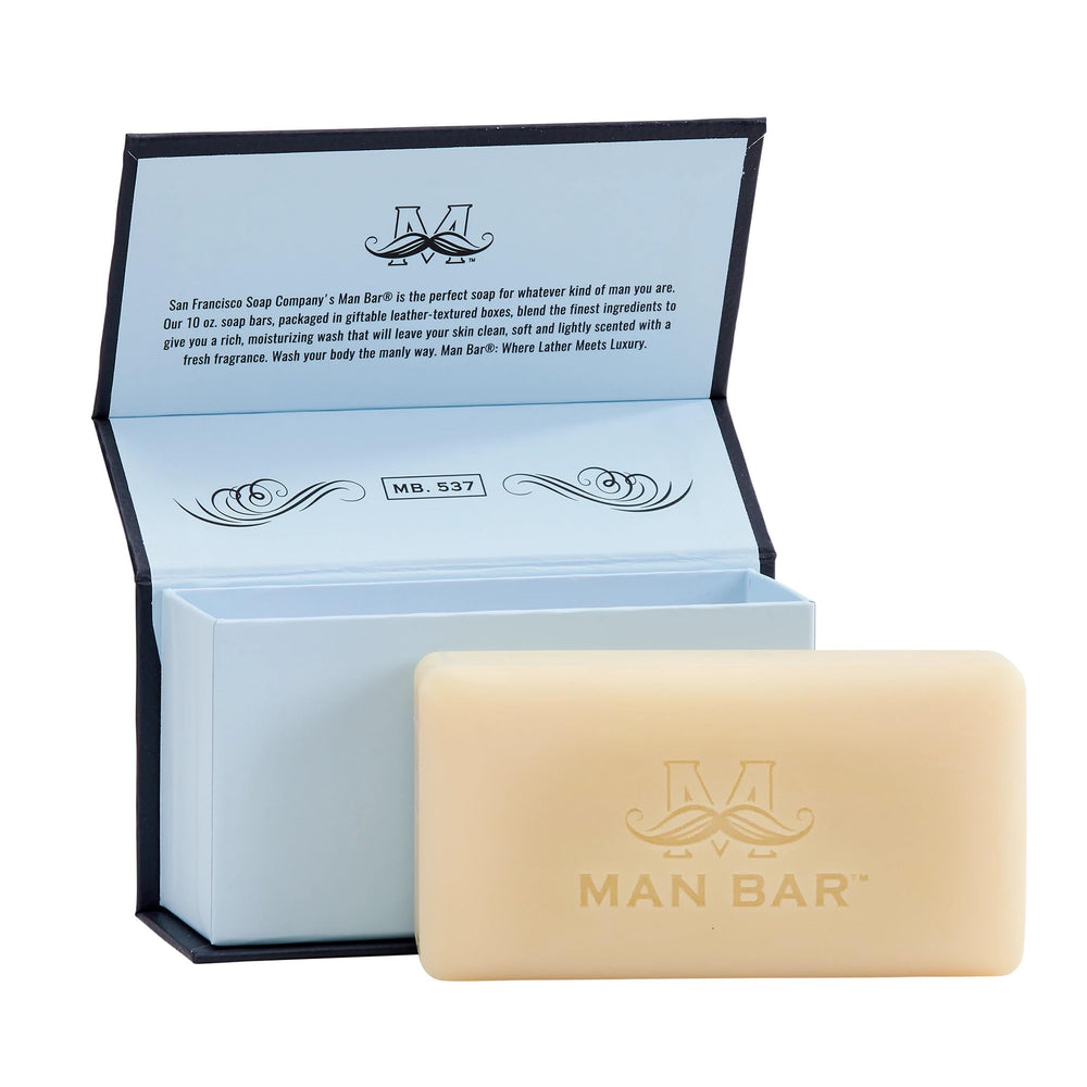 Barra con ingredientes naturales de San Francisco Soap Company Man Bar, cuidado suave diario.