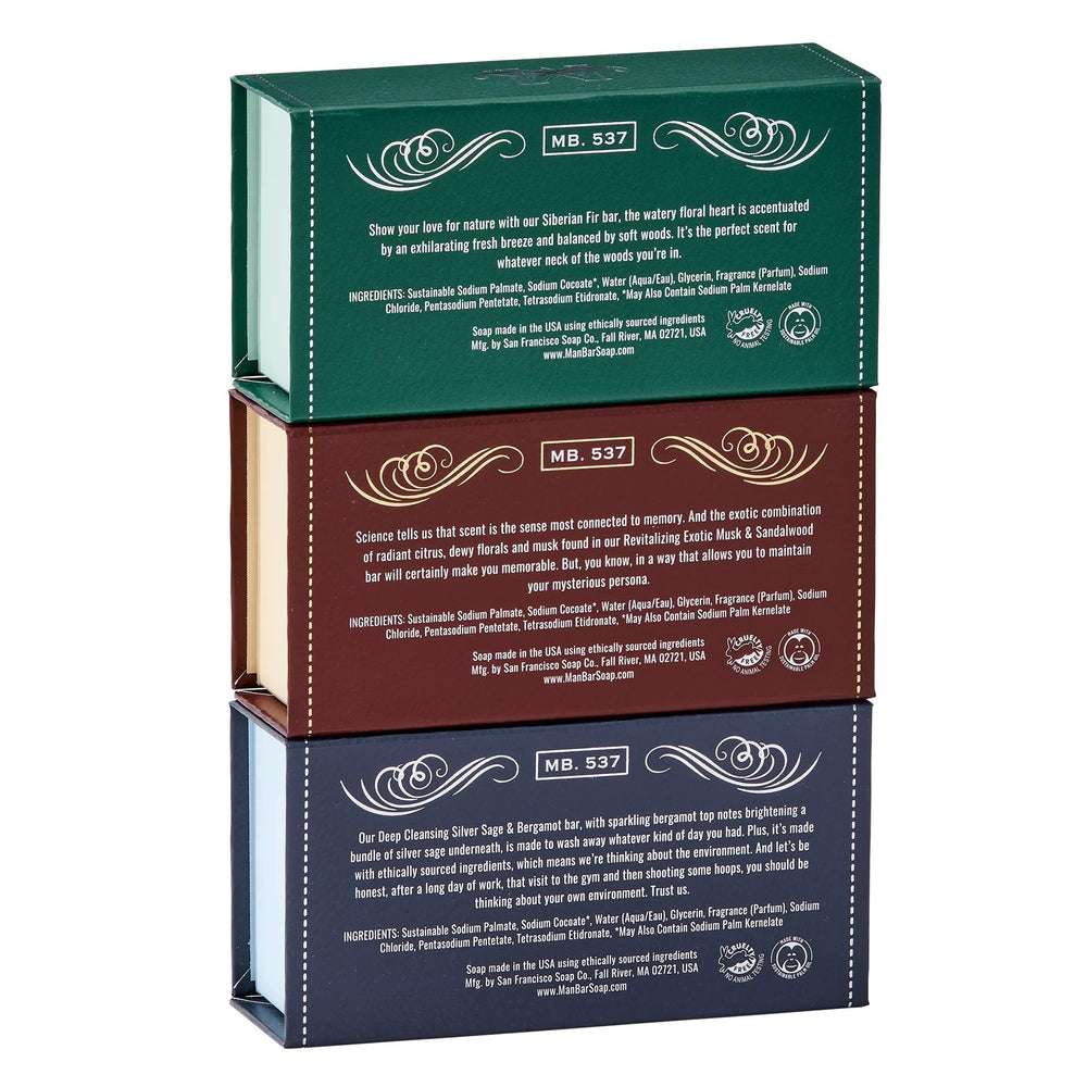 San Francisco Soap Company Man Bar Hydrating Siberian Fir for daily moisture and renewal.